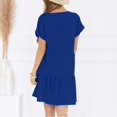 thumbnail image 4 of GZWYHT Robes d'Été, Robes pour Femmes 2025 Robe Décontractée Unie Col Rond Manches Courtes Couture Grande Robe Mi-Longue Robes Midi, Robes Fluides, Robe Bleue, Robes Petites, 4 of 6