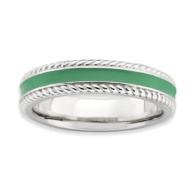 Bague Empilable Verte en Argent Sterling 925 Ed