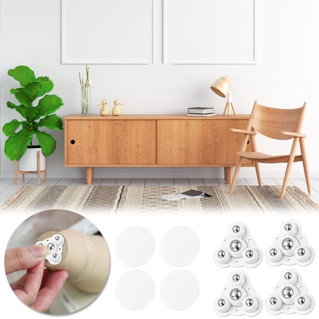Universal Wheel Casters for Storage Box | 360° Rotating Mini Stick-On Pulleys | Silent ABS Hardware | Heavy Duty Up to 5kg | Easy Peel & Stick | Set of 4 | Multi-Purpose Furniture Movers