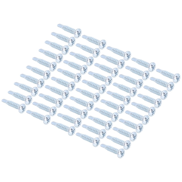 Self Drilling Screw, Wide Application Screws Fastener Galvanized 50Pcs 4.2x19mm for Repair Flat Head,Roud Head, Head