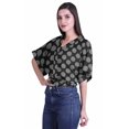 thumbnail image 3 of Moomaya Hauts Cache-Cœur pour Femmes Imprimés Taille Élastique Manches Boxy Blouse Cache-Cœur Décontractée, 3 of 4