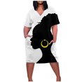 thumbnail image 2 of Jusqu'à 65 % de Rabais! Robes d'Été Mode pour Femmes 2024 Robe Grande Taille pour Col en V Robes d'Été Décontractées Poche Genou Manches Courtes avec Poches, 2 of 4