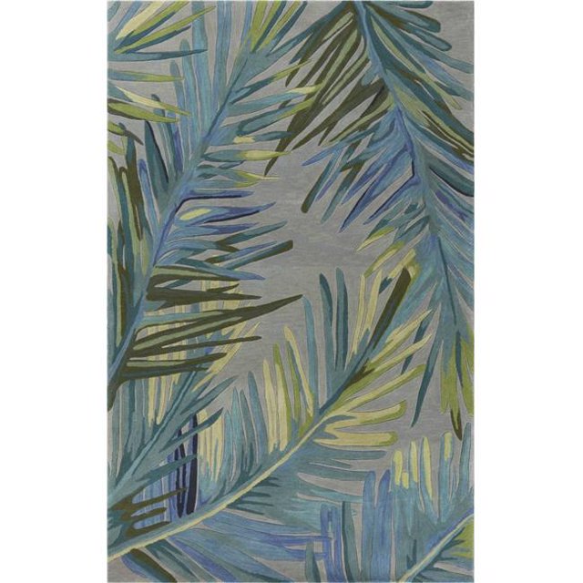HomeRoots 352743 3 ft. 6 in. x 5 ft. 6 in. Wool Grey & Blue Area Rug