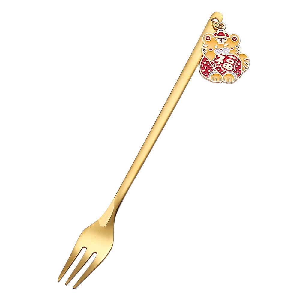 TIMIFIS Forks Kitchen Accessories New Year Tableware Dessert Fork Stirring Small Fork New Year Gift Fork