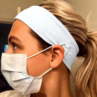 Harpily Button Headband Facemask Holder Wearing a Mask - Protect Your Ears with Headband