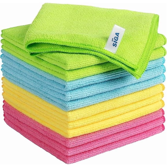 MR.SIGA Chiffon de Nettoyage en Microfibre, Lot de 12, Taille : 12,6 Pouces x 12,6 Pouces