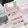 thumbnail image 3 of Jewelry Organizer 3-layer Large Capacity Jewelry Box Earrings Necklace Rings Holder with Makeup Mirror and, 3 of 8