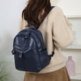thumbnail image 4 of Blue Leather Backpack, Durable Material With Multiple Compartments, Adjustable Straps, For School, Work, And Travel, 4 of 6