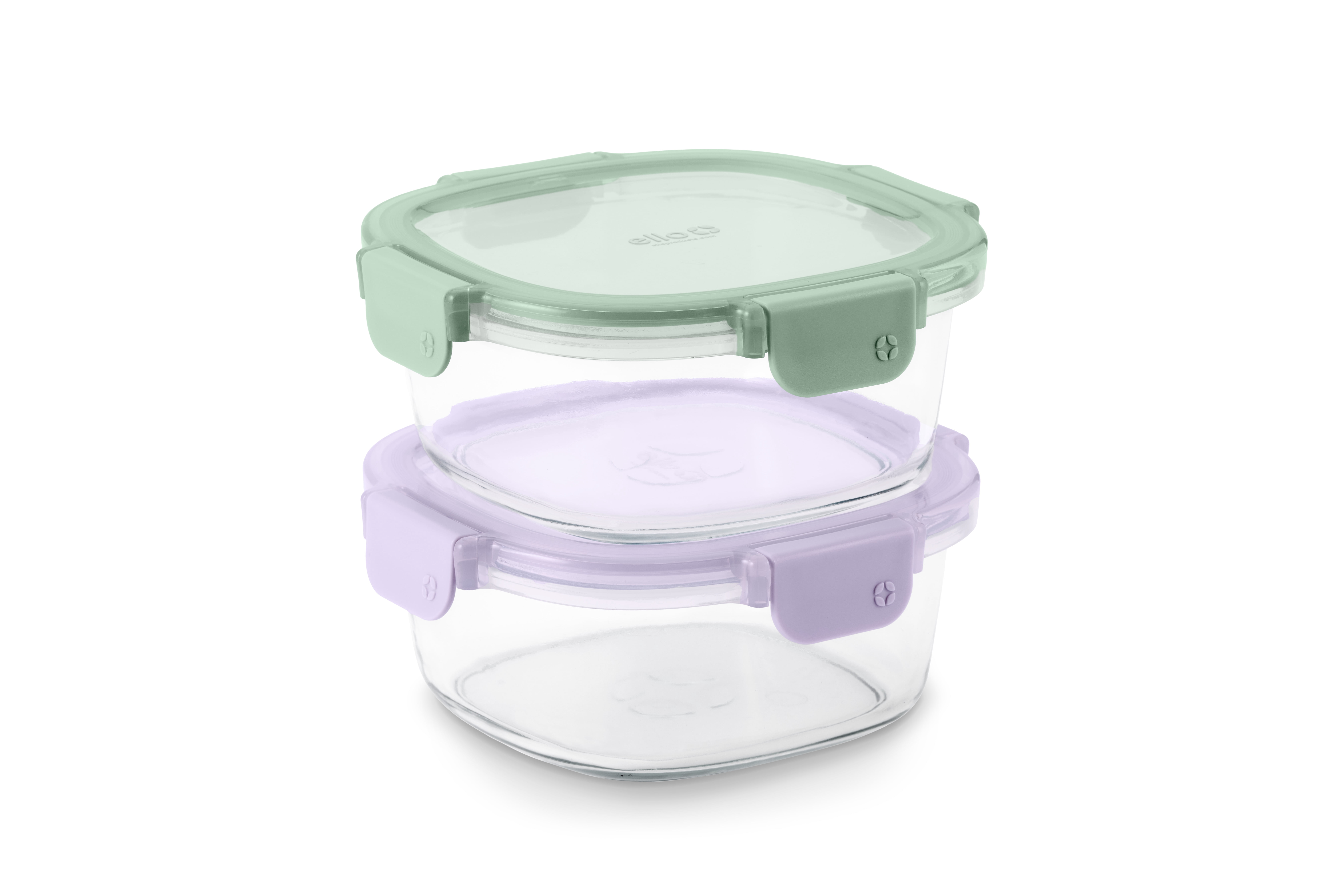 Ello Color Lock 3,4 Tasses 2 Paquets de Contenants Ronds en Verre