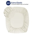 thumbnail image 4 of PiccoCasa Soft 100GSM Full Striped Bed Fitted Sheets 16 Inch Deep Pocket Khaki, 4 of 7
