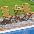 thumbnail image 2 of Gymax Table d'Appoint Pliant pour Patio 23,5 Pieds' Table d'Extrémité Ronde en Bois de Teck Entièrement Assemblée Naturel, 2 of 10