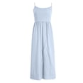 thumbnail image 4 of Robes Grande Taille Sans Manches Longue Bretelles Couleur Unie Dos Nu Robe d'Été Bleue TG, 4 of 5