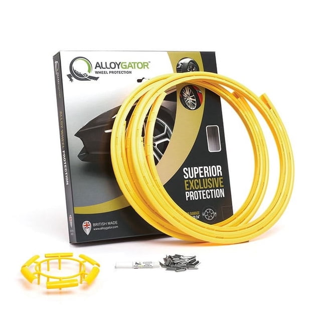 AlloyGator Wheel Protector K4YLLWEXC Exclusive Profile; For Use With 12 To 24 Inch Diameter Wheels; Yellow; Adhesive And Clip Attachment