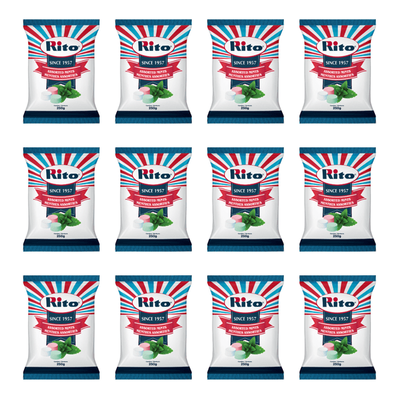 Rito Assorted Mints, Assorted Hard Candy Mints, 250 g Bag, Pack of 12