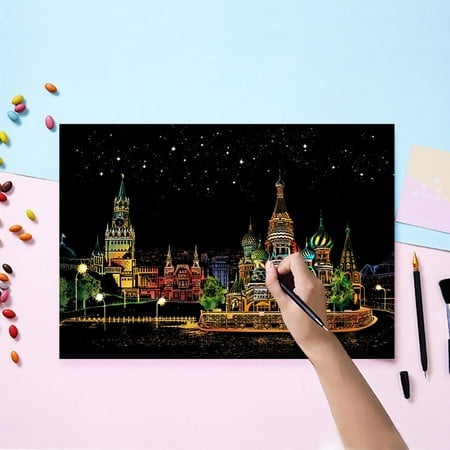 Nightscape DIY Scratch Off Art Kit for Adults Kids Reveal Hidden Designs Educational Activity