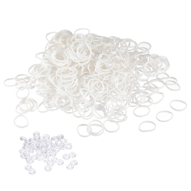 Unique Bargains Bande de Caoutchouc Blanche Extensible Bande Élastique en Caoutchouc 0,5 Po Dia avec Clips en S pour Maison Bureau, Lot de 1200
