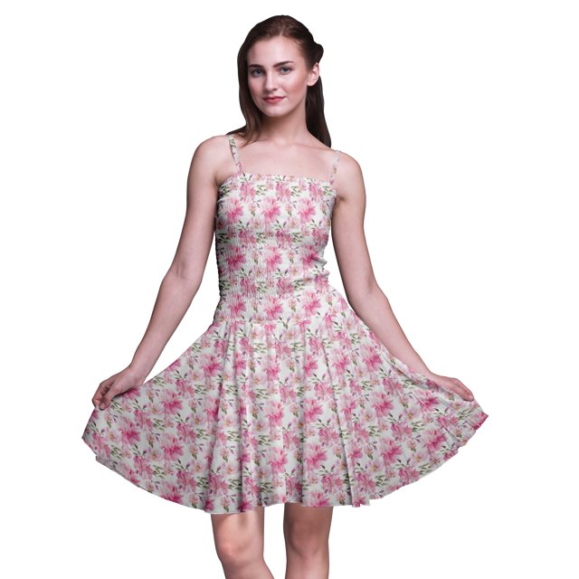 Bimba Robe d'Été Soleil Sans Manches Mini Fluide à Bretelles pour Femme à Imprimé Floral Robe à Imprimé Floral-Xxx-Grand