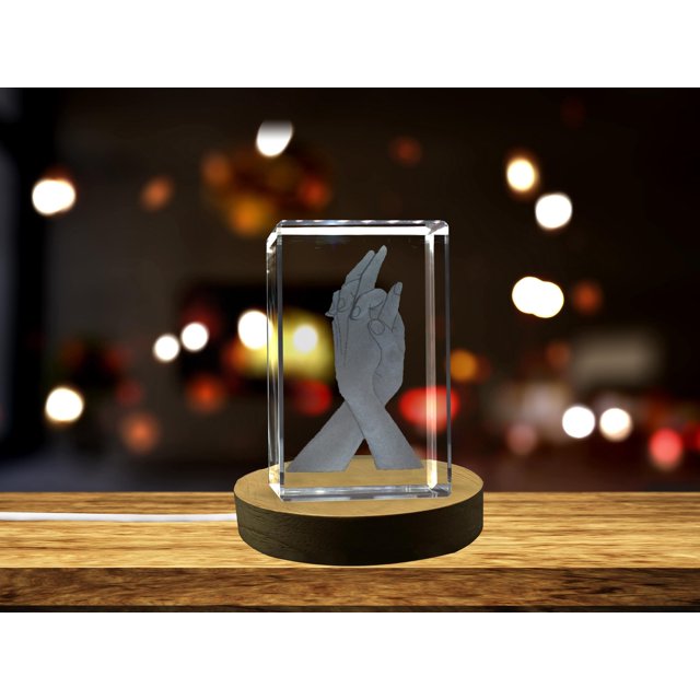 Hand in Hand 3D Engraved Crystal 3D Engraved Crystal Keepsake/Gift/Decor/Collectible/Souvenir