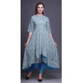 thumbnail image 2 of Bimba Robe Anarkali Ethnique Bleue Ikat Imprimée Col Mandarin Kurtis Indiens pour Femmes Tenue de Fête Anarkali Kurta -Petit, 2 of 5