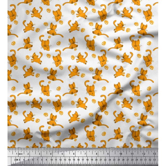 Soimoi Rayon Fabric Wool & Cat Animal Printed Craft Fabric by the Yard 56 Inch Wide
