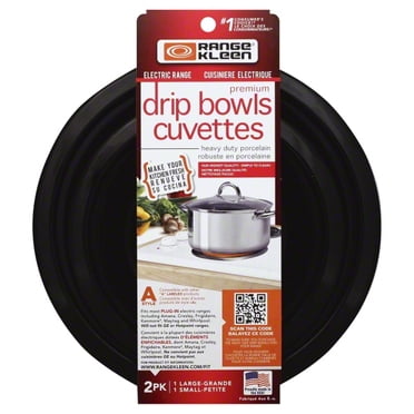 Range Kleen P12782XCD5 Style A 2 Pack Heavy Duty Black Porcelain Drip Bowls