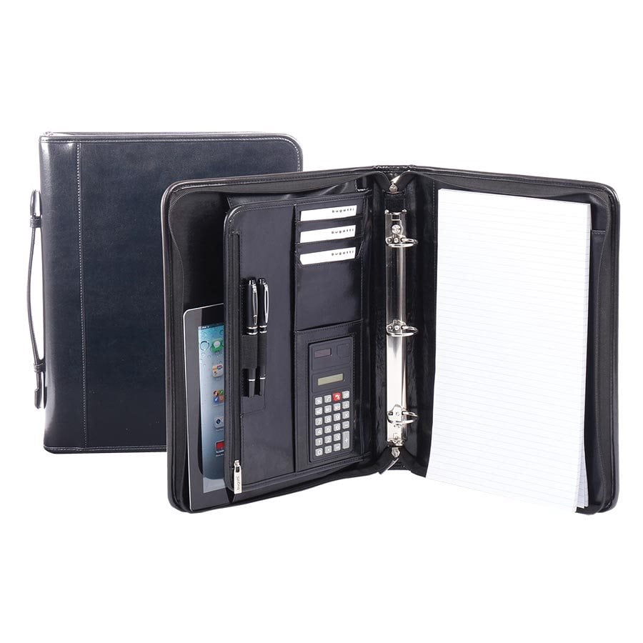 Bugatti RGB1107 Ring Binder Writing Case with Legal Size Writing Pad, Black, 1 Count