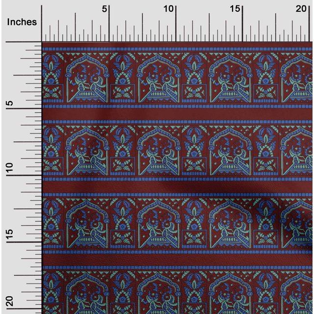 oneOone Cotton Silk Fabric Ethnic Block Print Sewing Fabric BTY 42 Inch Wide