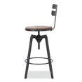 thumbnail image 1 of Miliies Smooth Back and Adjustable Rustic Industrial Bar Stool with Backrest and Solid Wood Seat - Swivel Counter Height Stool for Kitchen Island, Home Bar, and Dining Spaces, 1 of 7