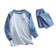 thumbnail image 1 of 2025 Winter And Fall Pajama Set Boy's And Girl's Printing Conditioning Clothes Two Piece Set Conditioning Sleepwear Light Blue, 1 of 8