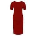 thumbnail image 4 of yoeyez Liquidation de Vêtements de Maternité Robe Grande Taille Femme Manches Courtes Col Rond Robe Simple Shower de Bébé Tenue Quotidienne Robe Soleil Robe Moulante Froncée Midi Robes Ajustées Rouge,P, 4 of 6
