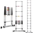 thumbnail image 1 of 12.5 FT Stainless Steel Telescoping Ladders - One-Button Retraction Collapsible Extension Ladder for Home,RV,Attic,Lasts 330 LBS with Balance Bar and Wheels, 1 of 5