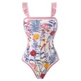 thumbnail image 3 of EGNMCR Bikini Set Women's Halter Split Three-piece Printed Swimsuit, 3 of 7
