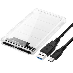 axGear USB-C Transparent SATA External HDD SDD Hard Drive 2.5 inch USB 3.1 Enclosure