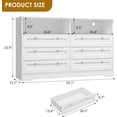 thumbnail image 4 of YUSAZENS Chests of Drawers, 55" Wide Dresser with 2 Open Storage, Closet Organizer TV Stand,Wooden 6 Drawer Dresser for Bedroom with Led Light and Charging Station,for Bedroom, Living Room, White, 4 of 8