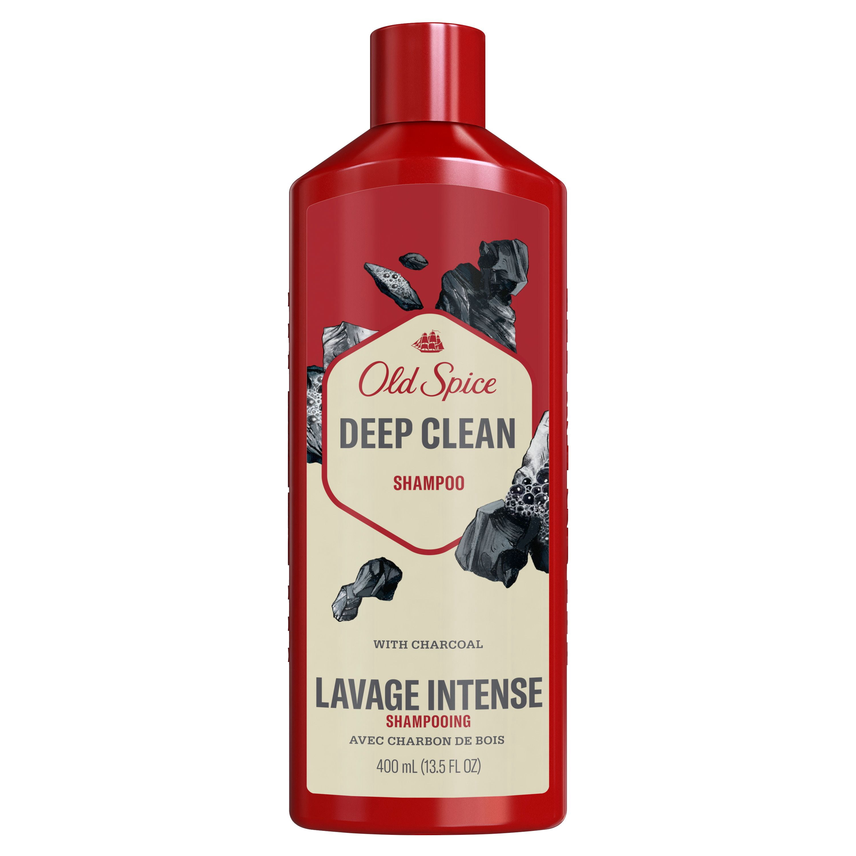 Old Spice Deep Clean Shampoo for Men with Charcoal, Fresh and Clean Scent, Removes Built Up Dirt and Oil
