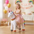 thumbnail image 1 of WondeRides Ride on Unicorn Toy,  Plush Mechanical Walking Horse with Wheels, No Battery Powered, Rainbow Design, Kids Ages 3–5, M332, 1 of 7