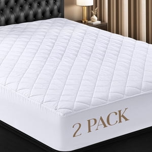 Utopia Bedding 2 Paquet matelassé, taille Reine, matelas élastique ajusté Topper Protecteur et couverture avec des étriers de poche profonde jusqu'à 16 La machine était
