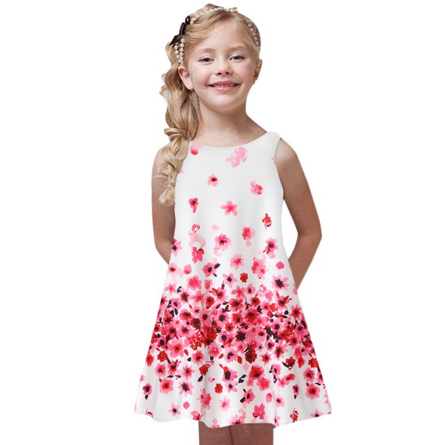 LEEy-world Cadeaux pour Bébé Fille Robe Princesse pour Tout-Petites Filles à Manches Évasées Imprimée Cartoon Rabbit à Volants avec Nœud, Rose