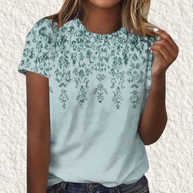 Soki T-shirt Graphique Imprimé à Manches Courtes à Col Rond pour Femmes