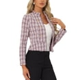 thumbnail image 4 of INSPIRE CHIC Blazer Veste en Tweed à Carreaux Élégant pour Femme P Rose, 4 of 6