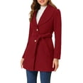 thumbnail image 4 of INSPIRE CHIC Manteau Trench Long pour Femme, Mignon, Col Rabattu, Simple Boutonnage, Ceinturé, m Rouge Foncé, 4 of 6