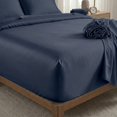 thumbnail image 3 of Opulent Ensemble de Draps en Rayonne de Bambou - Très Grand Lit - Indigo Bleu, 3 of 7