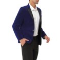thumbnail image 4 of INSPIRE CHIC Men's Velvet Blazer One Button Party Prom Tuxedo Dinner Suit Jacket L Blue, 4 of 7