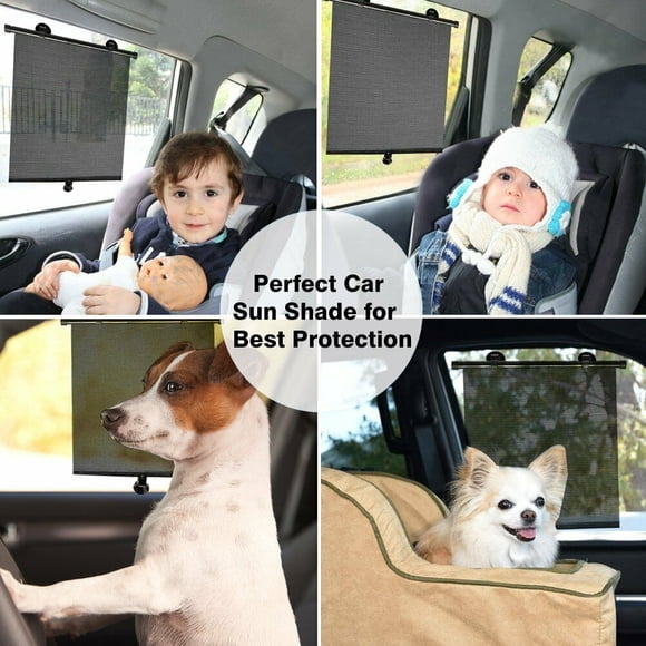 Homeya Baby Car Window Sun Shades Adjustable Roller Shield , 2 Pack, For Kids Pets