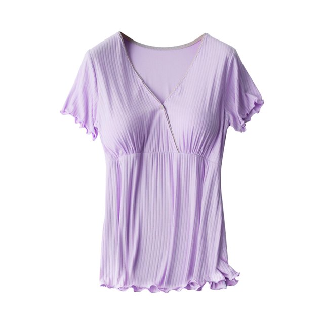 KIHOUT Vêtements de Maternité pour Femmes Liquidation Femmes Enceintes Allaitement Couleur Col Rond Manches Courtes Col Rond Blouse d'Allaitement
