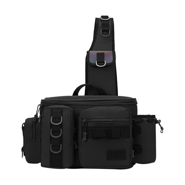 Almencla Sac de Pêche Porte-Tringle Étui de Transport Sac Sac de Poitrine pour Hommes Femmes Randonnée Taille g L Noir