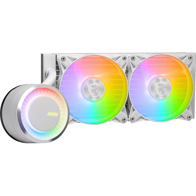 MSI MAG CORELIQUID E240 WHITE, AIO Liquid CPU Cooler, 240mm Radiator, Double 120mm PWM Fans, ARGB