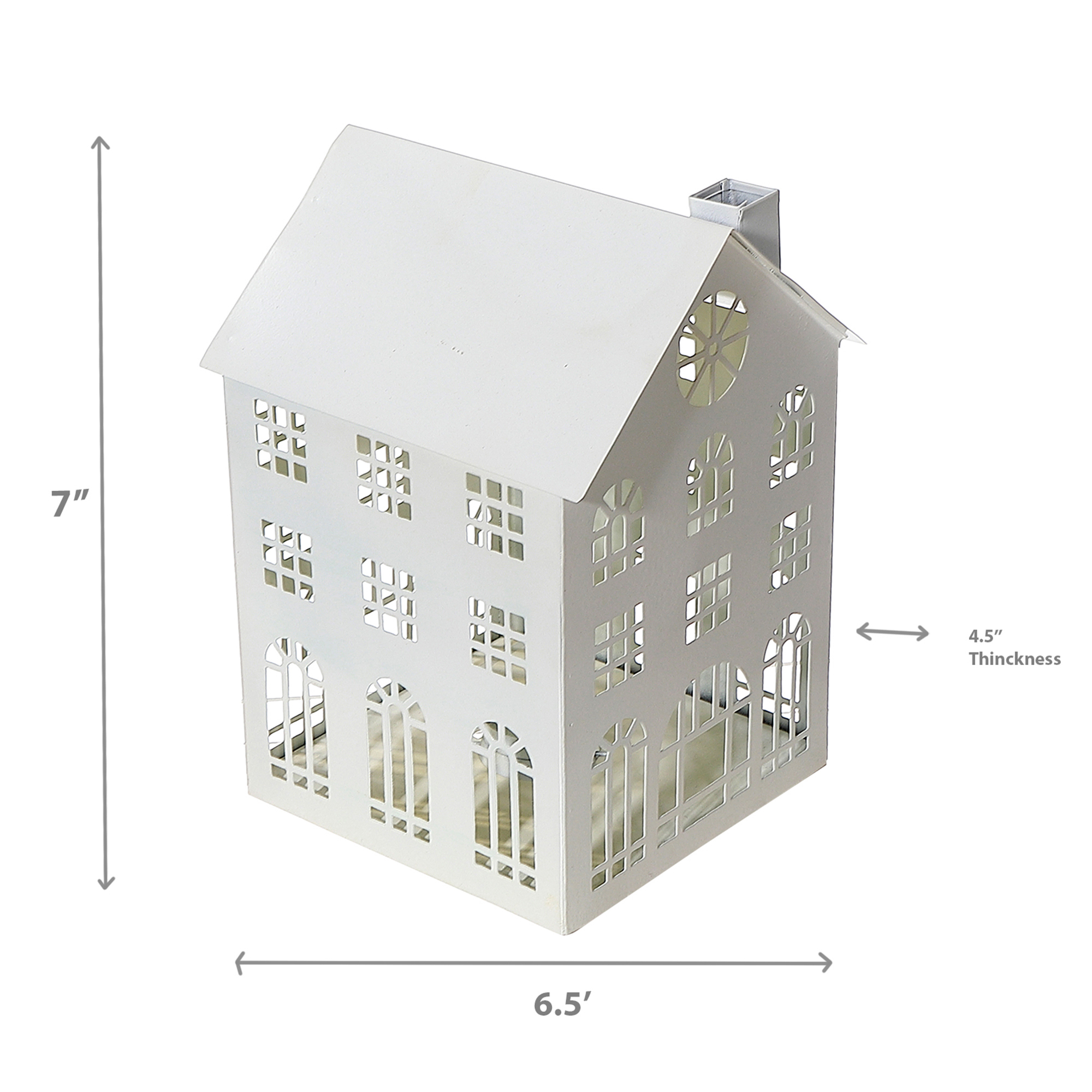 White Metal House Tealight Holder (Medium)