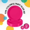 thumbnail image 2 of Exquisite 10 Inch. Dinner Plates Cerise Plastic Plates Disposable 50 Count Cerise Plate Set Disposable Plates For Party Heavy Duty Plastic Plates Disposable Plastic Plates For Party Party Plates, 2 of 5