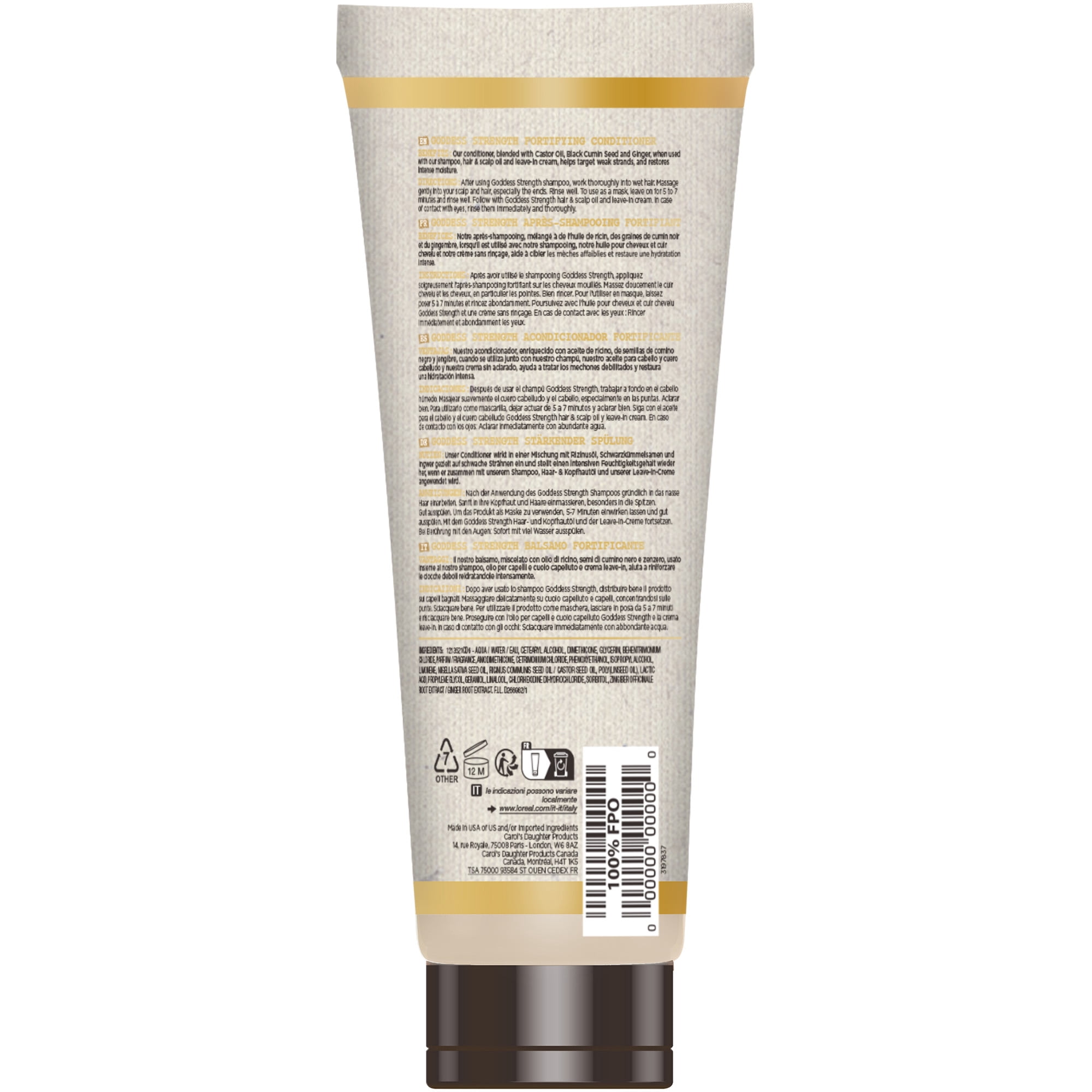 Carol's Daught Goddess Strength Après-Shampooing pour cheveux cassants avec l'Huile de Ricin, 11 fl oz